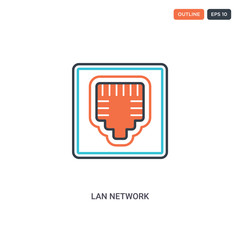 2 color lan network concept line vector icon. isolated two colored lan network outline icon with blue and red colors can be use for web, mobile. Stroke line eps 10.