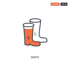 2 color boots concept line vector icon. isolated two colored boots outline icon with blue and red colors can be use for web, mobile. Stroke line eps 10.