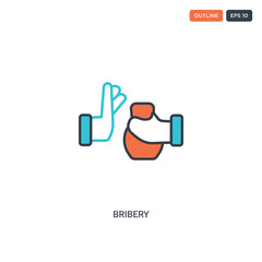 2 color Bribery concept line vector icon. isolated two colored Bribery outline icon with blue and red colors can be use for web, mobile. Stroke line eps 10.