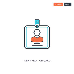 2 color Identification card concept line vector icon. isolated two colored Identification card outline icon with blue and red colors can be use for web, mobile. Stroke line eps 10.