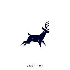 Deer Run Illustration Vector Template.