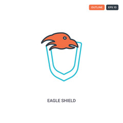 2 color Eagle shield concept line vector icon. isolated two colored Eagle shield outline icon with blue and red colors can be use for web, mobile. Stroke line eps 10.