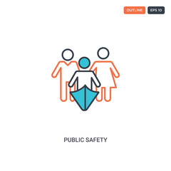 Fototapeta premium 2 color Public Safety concept line vector icon. isolated two colored Public Safety outline icon with blue and red colors can be use for web, mobile. Stroke line eps 10.