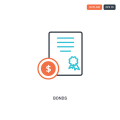 2 color Bonds concept line vector icon. isolated two colored Bonds outline icon with blue and red colors can be use for web, mobile. Stroke line eps 10.