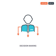 2 color Decision Making concept line vector icon. isolated two colored Decision Making outline icon with blue and red colors can be use for web, mobile. Stroke line eps 10.