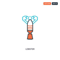 2 color Lobster concept line vector icon. isolated two colored Lobster outline icon with blue and red colors can be use for web, mobile. Stroke line eps 10.