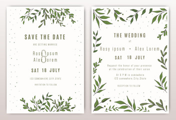 Wedding invitations save the date card with elegant garden anemone.
