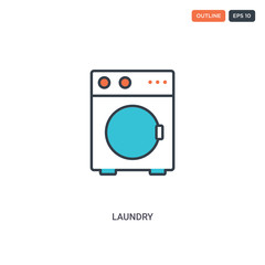 2 color Laundry concept line vector icon. isolated two colored Laundry outline icon with blue and red colors can be use for web, mobile. Stroke line eps 10.