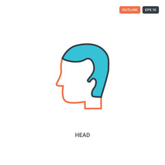 2 color Head concept line vector icon. isolated two colored Head outline icon with blue and red colors can be use for web, mobile. Stroke line eps 10.