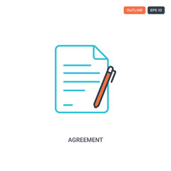 2 color Agreement concept line vector icon. isolated two colored Agreement outline icon with blue and red colors can be use for web, mobile. Stroke line eps 10.