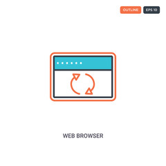 2 color Web browser concept line vector icon. isolated two colored Web browser outline icon with blue and red colors can be use for web, mobile. Stroke line eps 10.