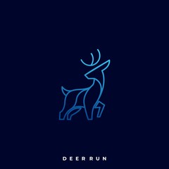 Deer Run Illustration Vector Template.