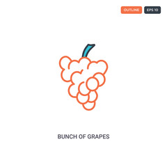 2 color Bunch of grapes concept line vector icon. isolated two colored Bunch of grapes outline icon with blue and red colors can be use for web, mobile. Stroke line eps 10.