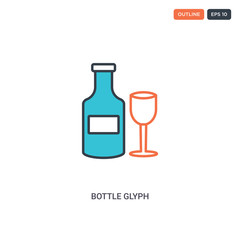 2 color bottle glyph concept line vector icon. isolated two colored bottle glyph outline icon with blue and red colors can be use for web, mobile. Stroke line eps 10.