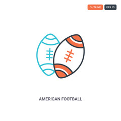 2 color American football concept line vector icon. isolated two colored American football outline icon with blue and red colors can be use for web, mobile. Stroke line eps 10.
