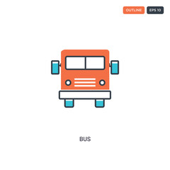 2 color Bus concept line vector icon. isolated two colored Bus outline icon with blue and red colors can be use for web, mobile. Stroke line eps 10.