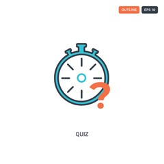 2 color quiz concept line vector icon. isolated two colored quiz outline icon with blue and red colors can be use for web, mobile. Stroke line eps 10.