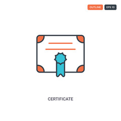 2 color Certificate concept line vector icon. isolated two colored Certificate outline icon with blue and red colors can be use for web, mobile. Stroke line eps 10.