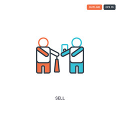 2 color Sell concept line vector icon. isolated two colored Sell outline icon with blue and red colors can be use for web, mobile. Stroke line eps 10.