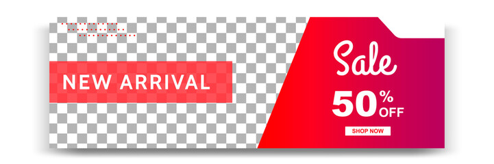 Abstract gradient modern geometric banner template design in red, black, white color. Suitable for advertising and promotion in social media post, blog, web, cover, header. Vector Illustration. 