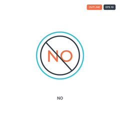 2 color NO concept line vector icon. isolated two colored NO outline icon with blue and red colors can be use for web, mobile. Stroke line eps 10.