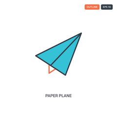 2 color Paper plane concept line vector icon. isolated two colored Paper plane outline icon with blue and red colors can be use for web, mobile. Stroke line eps 10.