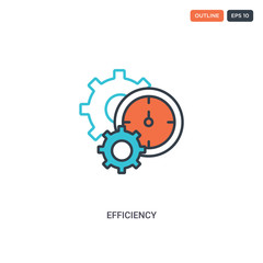 2 color efficiency concept line vector icon. isolated two colored efficiency outline icon with blue and red colors can be use for web, mobile. Stroke line eps 10.