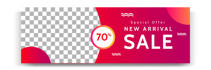 Abstract gradient modern geometric banner template design in red, black, white color. Suitable for advertising and promotion in social media post, blog, web, cover, header. Vector Illustration. 