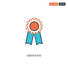 2 color Certificate concept line vector icon. isolated two colored Certificate outline icon with blue and red colors can be use for web, mobile. Stroke line eps 10.