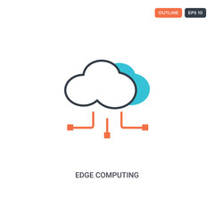 2 color Edge Computing concept line vector icon. isolated two colored Edge Computing outline icon with blue and red colors can be use for web, mobile. Stroke line eps 10.