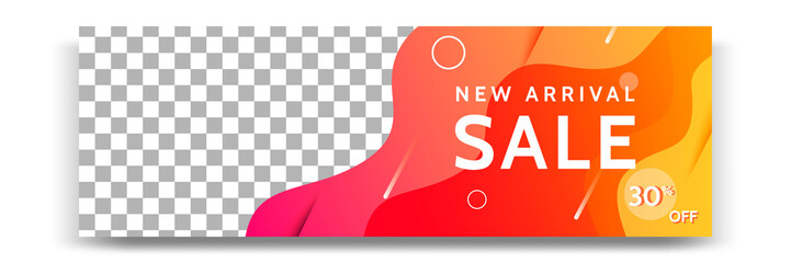 Abstract gradient modern geometric banner template design in yellow, orange, white color. Suitable for advertising and promotion in social media post, blog, web, cover, header. Vector Illustration. 