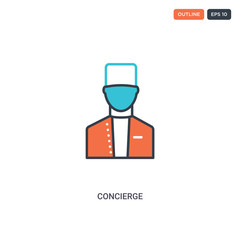 2 color Concierge concept line vector icon. isolated two colored Concierge outline icon with blue and red colors can be use for web, mobile. Stroke line eps 10.