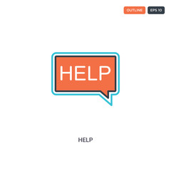 2 color Help concept line vector icon. isolated two colored Help outline icon with blue and red colors can be use for web, mobile. Stroke line eps 10.