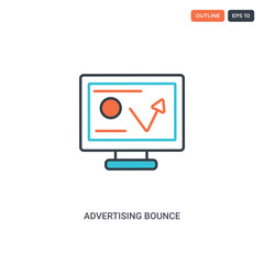 2 color advertising Bounce concept line vector icon. isolated two colored advertising Bounce outline icon with blue and red colors can be use for web, mobile. Stroke line eps 10.