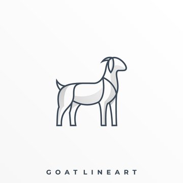 Goat Line Art Illustration Vector Template.
