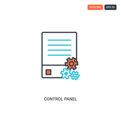 2 color Control panel concept line vector icon. isolated two colored Control panel outline icon with blue and red colors can be use for web, mobile. Stroke line eps 10.