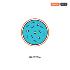 2 color Bacteria concept line vector icon. isolated two colored Bacteria outline icon with blue and red colors can be use for web, mobile. Stroke line eps 10.