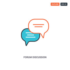 2 color Forum discussion concept line vector icon. isolated two colored Forum discussion outline icon with blue and red colors can be use for web, mobile. Stroke line eps 10.