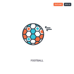 Obraz premium 2 color Football concept line vector icon. isolated two colored Football outline icon with blue and red colors can be use for web, mobile. Stroke line eps 10.