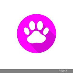 Paw print icon with white background.vector ilustration