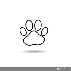 Paw print icon with white background.vector ilustration