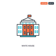 Fototapeta premium 2 color White House concept line vector icon. isolated two colored White House outline icon with blue and red colors can be use for web, mobile. Stroke line eps 10.