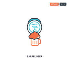 2 color Barrel beer concept line vector icon. isolated two colored Barrel beer outline icon with blue and red colors can be use for web, mobile. Stroke line eps 10.