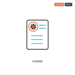 2 color License concept line vector icon. isolated two colored License outline icon with blue and red colors can be use for web, mobile. Stroke line eps 10.