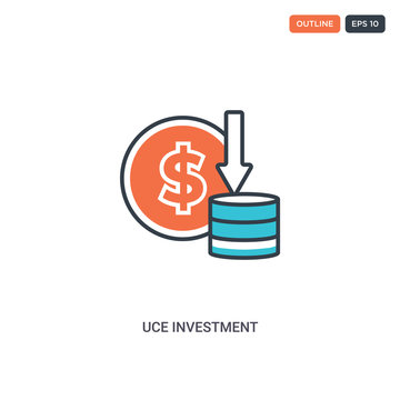 2 color uce investment concept line vector icon. isolated two colored uce investment outline icon with blue and red colors can be use for web, mobile. Stroke line eps 10.