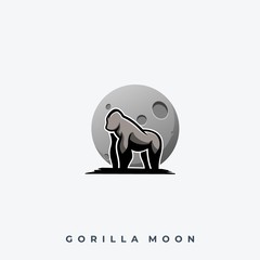 Gorilla Moon Illustration Vector Template.