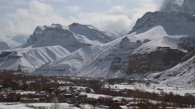 winter wonderland, landscape view of village in ladakh in winter