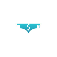 Finance education with graduation and dollar symbol in the middle. Logo design for education, finance, company