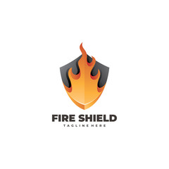 Modern 3D Fire Flame and Shield Logo Icon