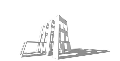 Abstract construction sculpture , 3D architectural illustration.